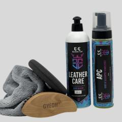 E&E Custom Car Deri Temizleme ve Bakım Seti (APC ve Leather Care, Gyeon Deri Fırçası, Mikrofiber Bez ve Ped)